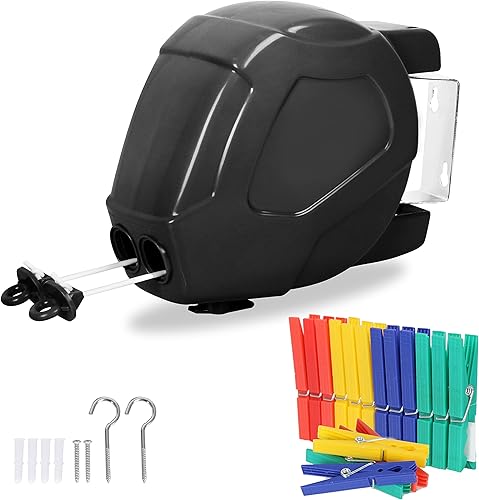 Tendedero retráctil para exteriores | Línea de ropa de 2 x 49 pies para exteriores, patio trasero, exterior | Línea de ropa resistente que se retrae