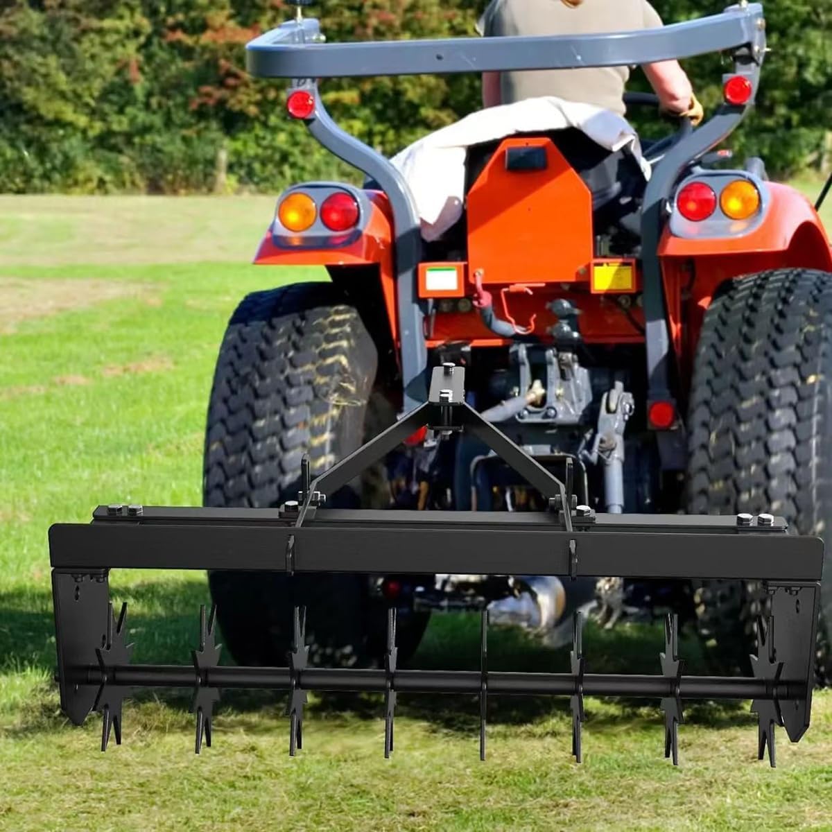 Tow Behind Lawn Aerator, Plug Aerator with Universal Hitch, Tow Spike Aerator Tool, Durable Steel Lawn Plug Aerators for Lawn,Yard and Garden