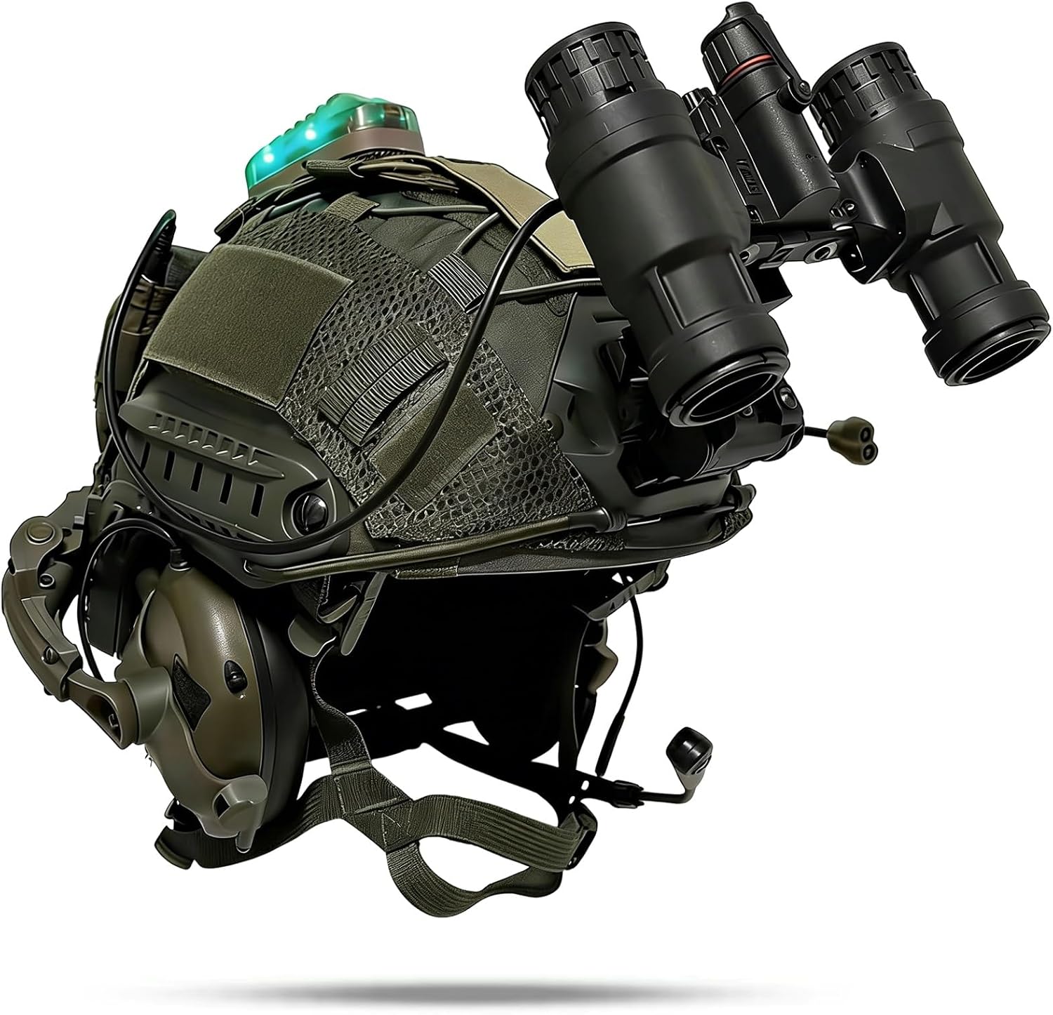 Tactical Fast Bump Helmet 9-in-1 Set with Headphones, NVG Mount, Signal Light, Counterweight Bag & Lighting - Military Gear for Paintball Outdoor Field Cosplay