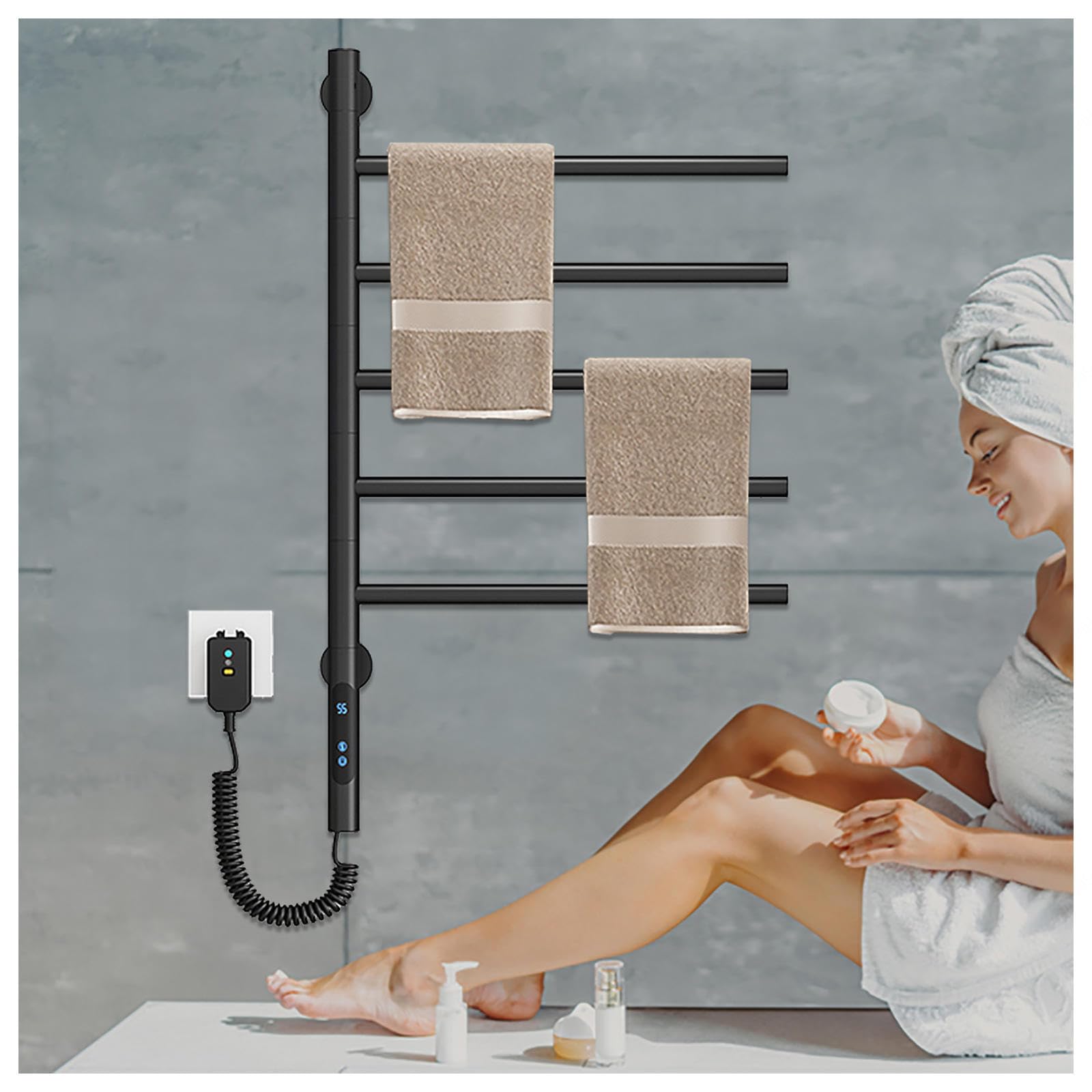 Calentador de toallas para baño que elimina la humedad con control constante