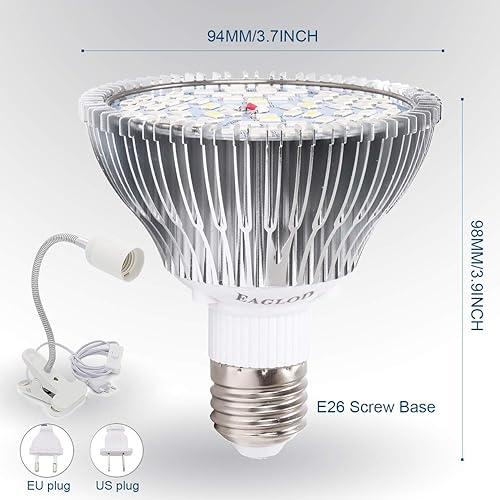 Miniatura 5 de EAGLOD - Bombilla de crecimiento de 50 W para plantas de interior PRA30 E26 LED para cultivo de plantas lámpara de crecimiento completo cuello de