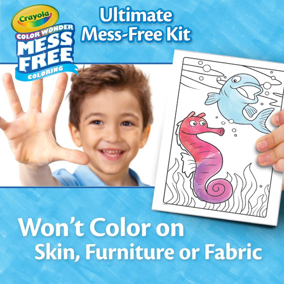 Crayola Color Wonder Mess Free Coloring Kit (50+ Pcs), Toddler Art Set, Mess Free Markers & Coloring Pages, Toddler Travel Activity, Gifts, 3+
