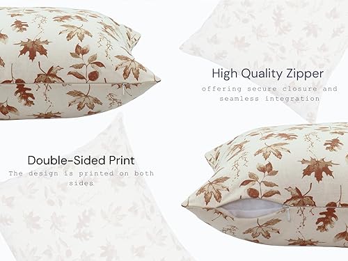 Miniatura 7 de PurpleEssences Decoraciones de otoño, fundas de almohada para porche al aire libre, hojas de arce, fundas de cojín de 18 x 18 pulgadas, juego de 2