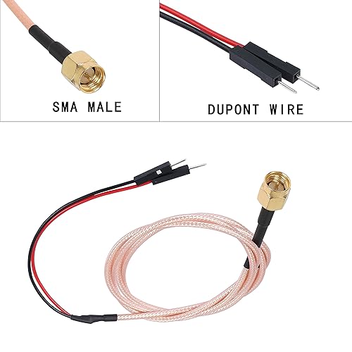 Miniatura 9 de XMSJSIY SMA hembra a Dupont cable coaxial de prueba coaxial conduce cable conector adaptador cable de extensión (rojo+negro)-1 unids