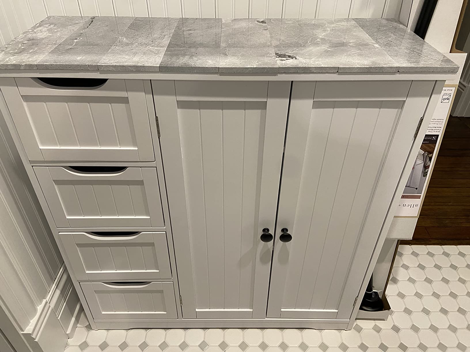 24/mo Finance Yaheetech Wooden Bathroom Floor Side Storage Organizer with 4