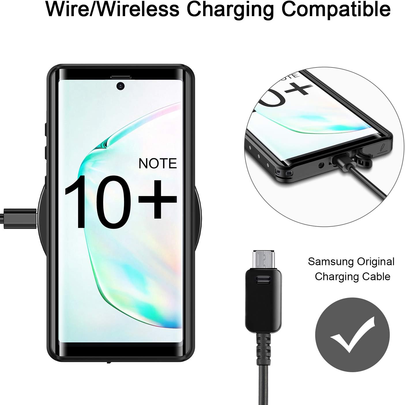 Fansteck Samsung Galaxy Note 10+ Plus Waterproof Case, IP68 Waterproof/Snowproof/Shockproof/Dirtproof, Fully Sealed Underwater Protective Cover for Samsung Galaxy Note10 Plus 5G(6.8-inch) (Black/Gary)