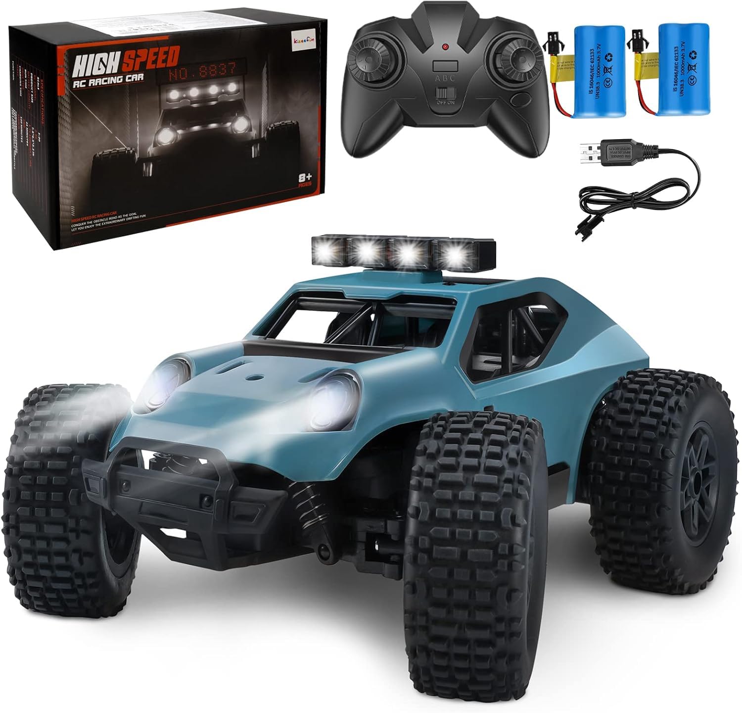 Sponsored Ad – Kizeefun Remote Control Car for Boys, 2.4Ghz 1/20 RC Off-Road Vehicle 20km/h All Terrain Electric Toy Off-Road RC with 2 Batteries 50min Playtime and LED Headlight Toy for Kids