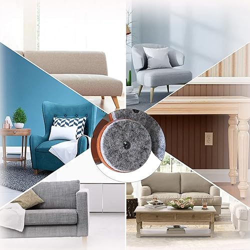 Miniatura 4 de Almohadillas de fieltro atornilladas de 1-12 pulgadas, 40 unidades, protectores de suelo para patas de madera, color marrón