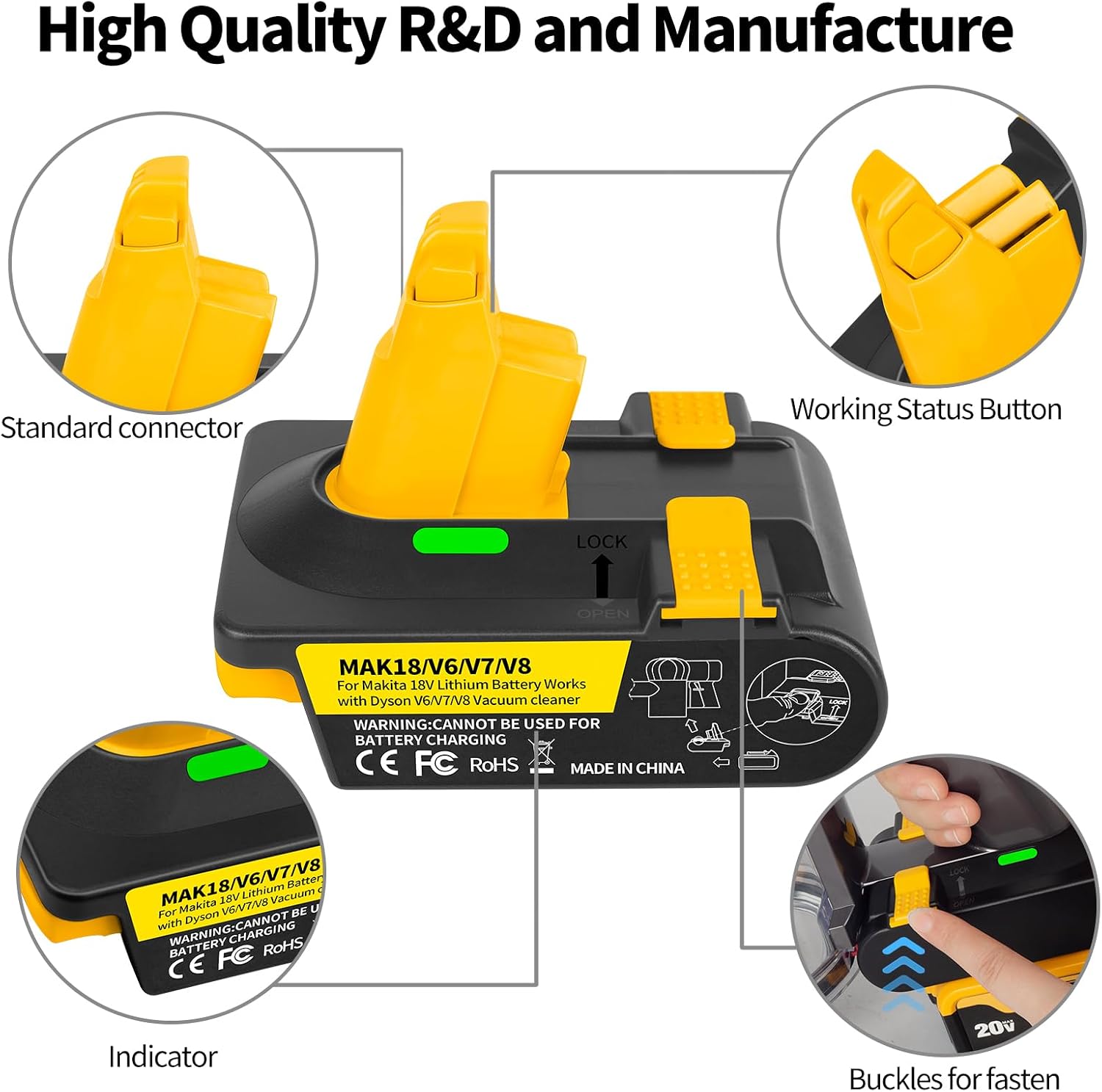 Battery Adapter - Compatible with Dyson V6, V7, V8. Convert a Makit Battery to be Used as a Dysn Battery, Suitable for Dyson Vacuum Cleaners in The V6, V7, and V8 Series. (for makita)