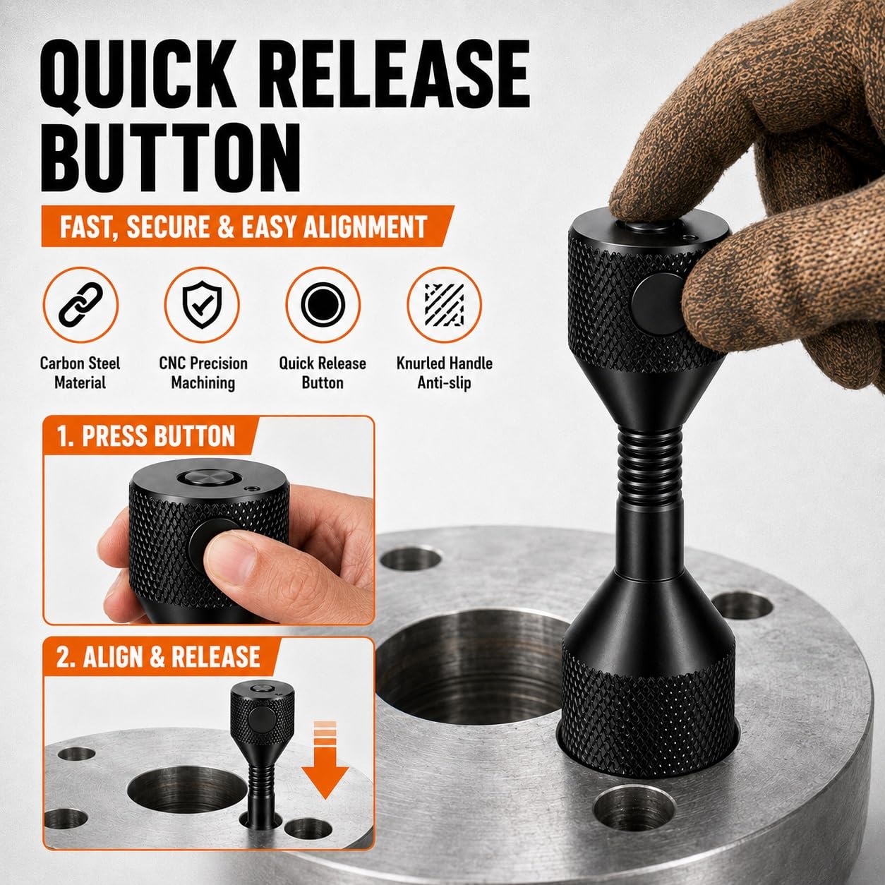 2 Pcs Push Button Two Hole Pins with Quick Release