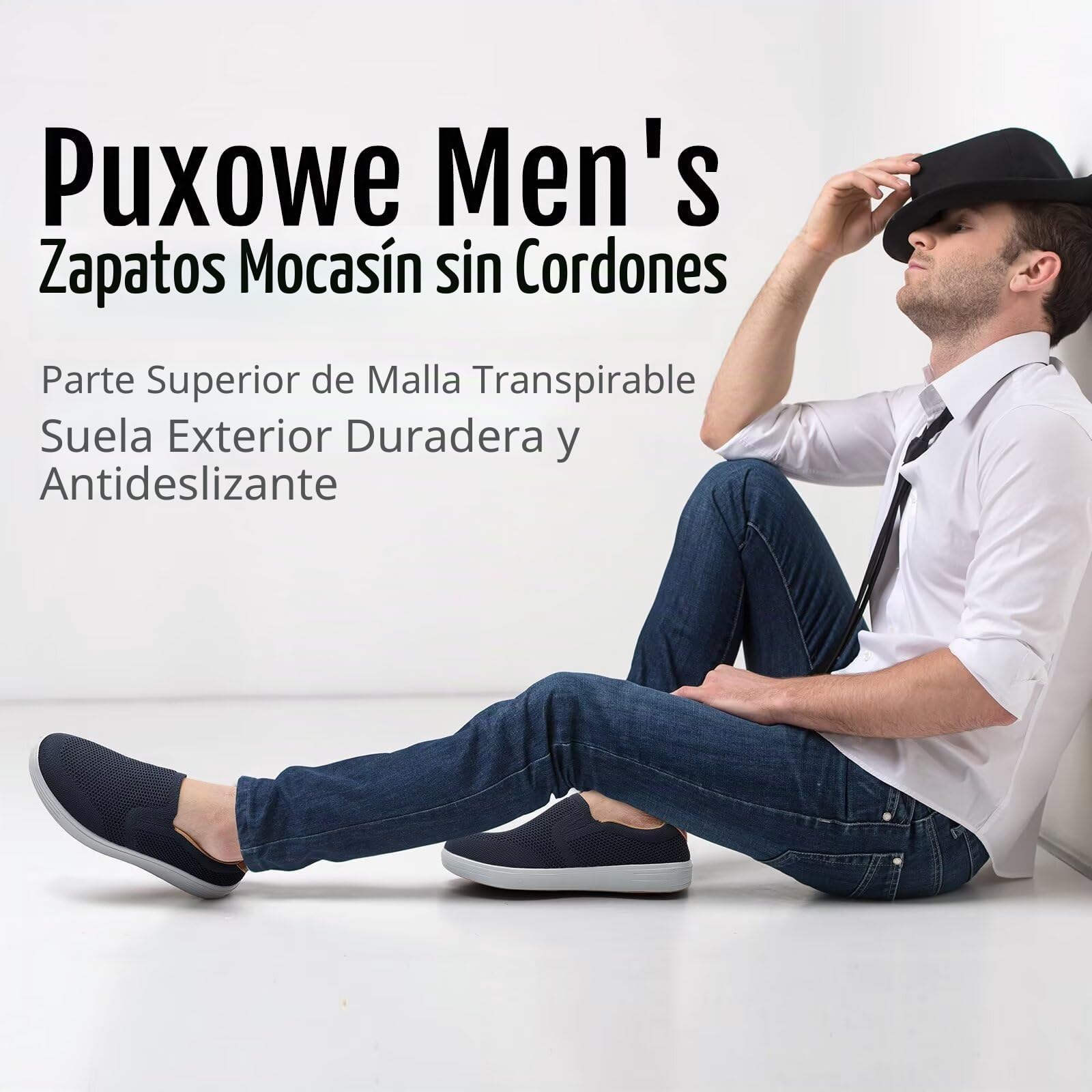 Puxowe Mocasines Casuales para Hombre, Zapatos de Malla para Caminar, Mocasines de Vestir para Negocios y Ocio