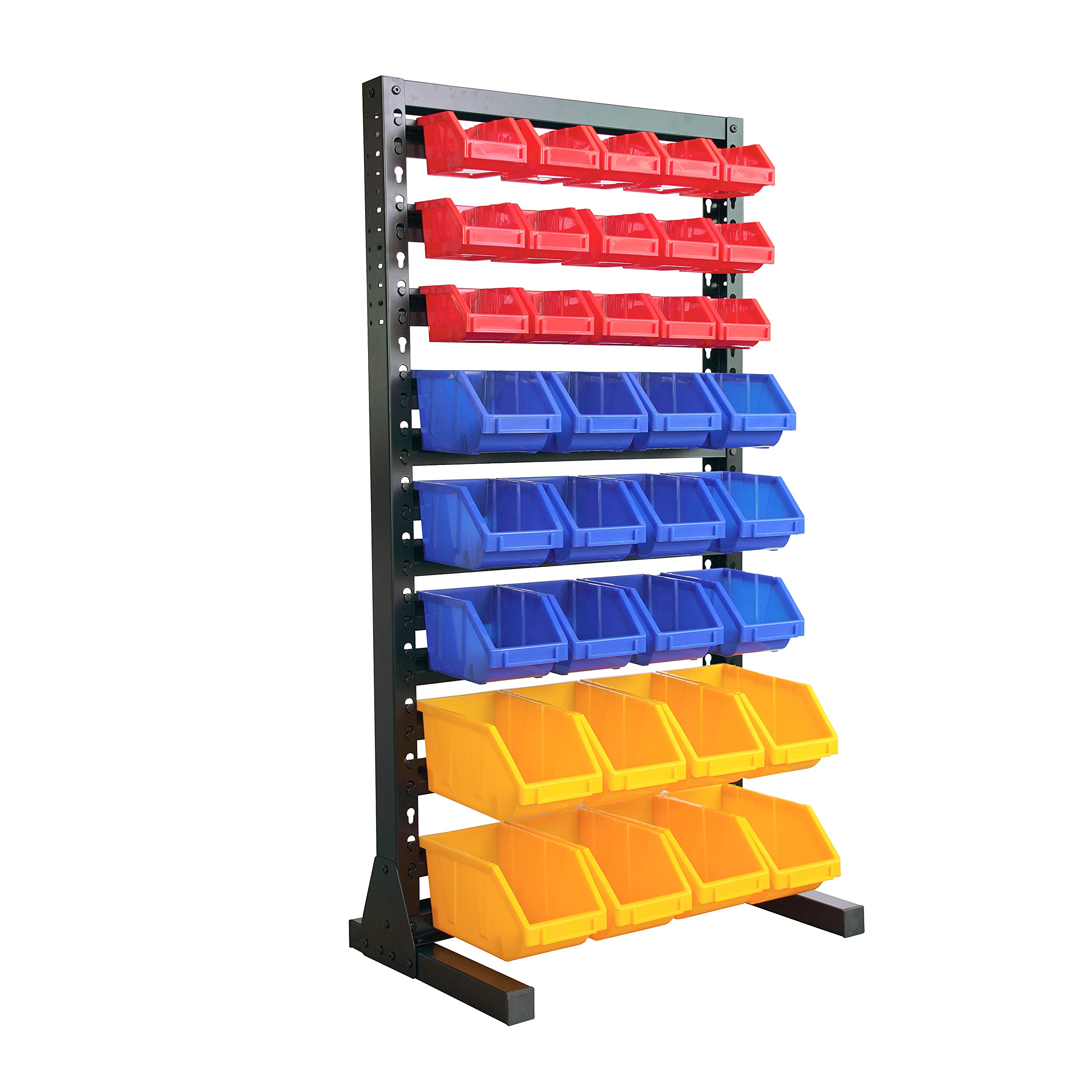 King's Rack System przechowywania wiszącego kosza, wytrzymały stalowy stojak, organizer, regał z 35 plastikowymi pojemnikami w 8 poziomach