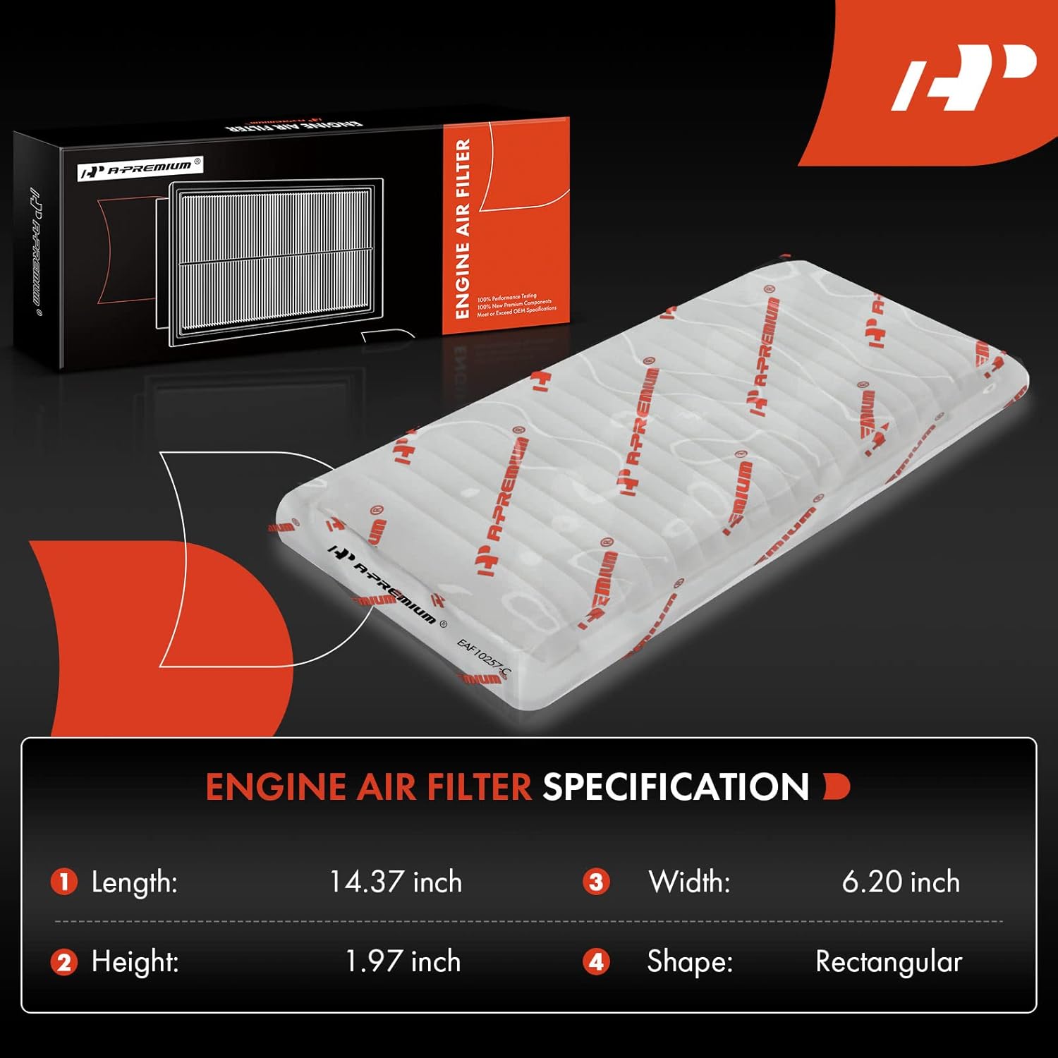 A-Premium 2-PC Engine Air Filter Compatible with Lexus RX400h 2006-2008 & Toyota Highlander 2006-2010, V6 3.3L, Rigid Panel, Replace# 17801-20050