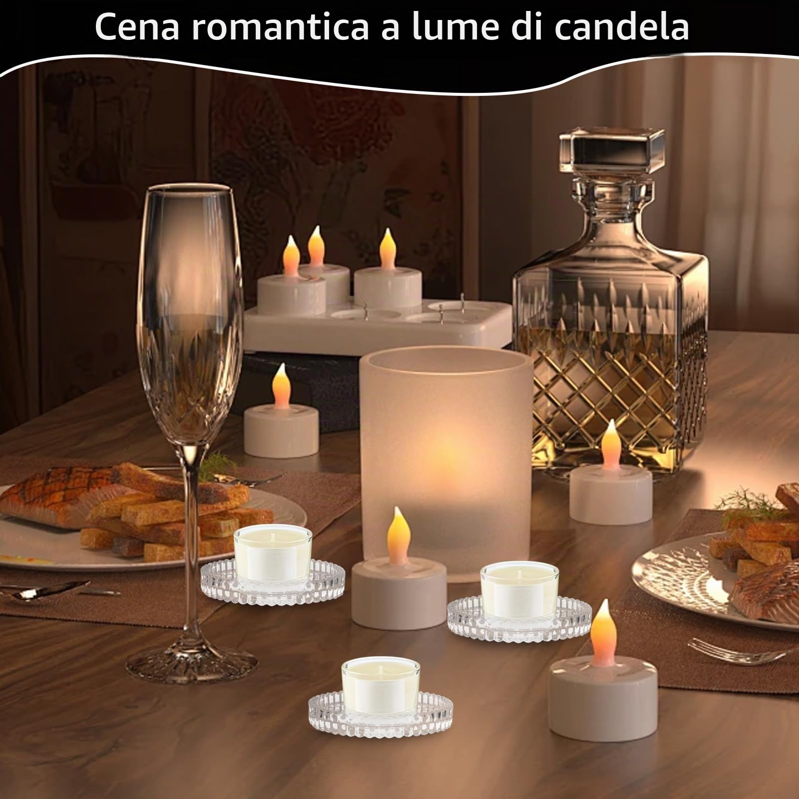 Set di 12 portacandele in vetro trasparente, 10 x 1,5 cm, sottobicchiere per decorazione da tavolo, matrimonio, Halloween, festa di Natale