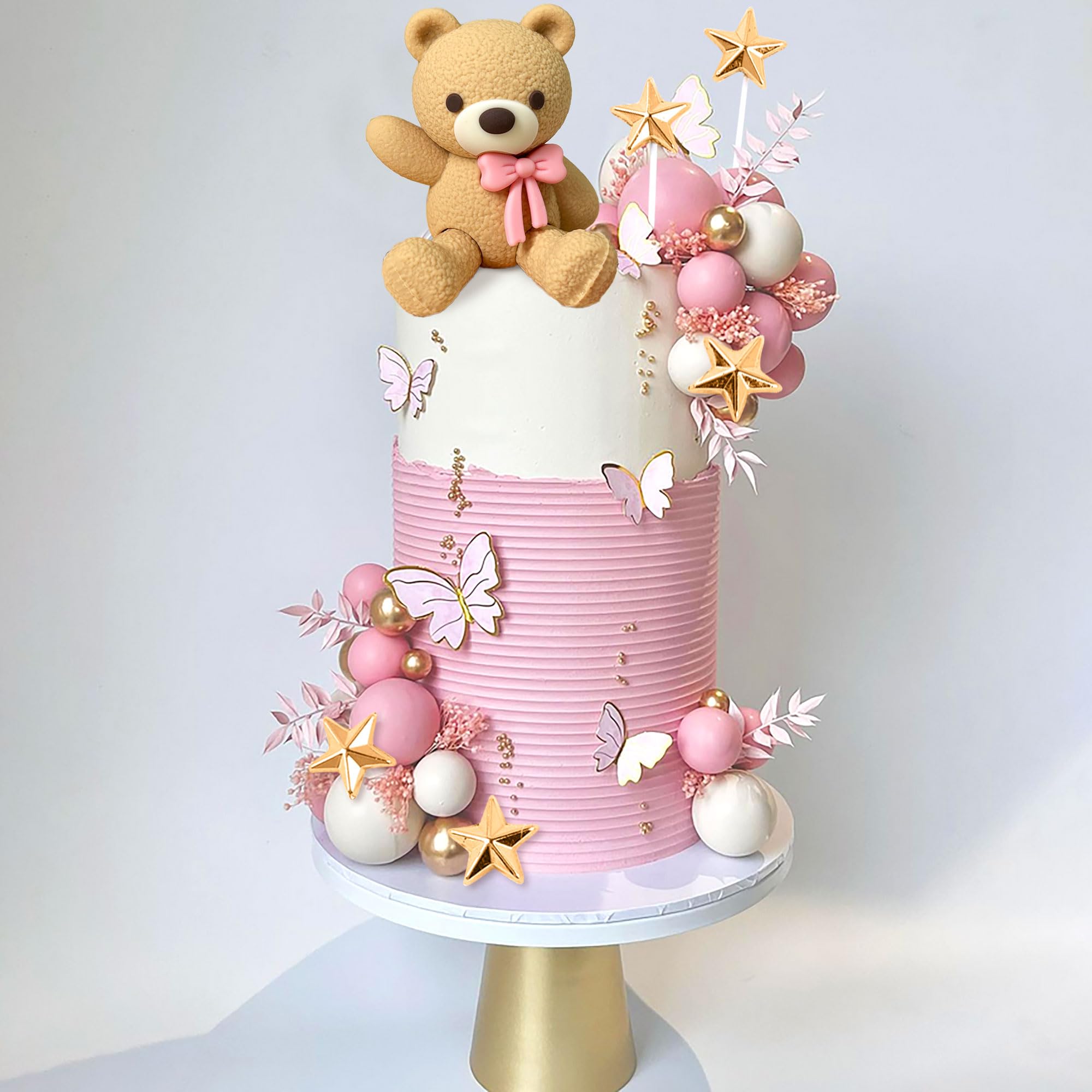 Snapklik.com : Pink Teddy Bear Cake Decoration Baby Bear Baby Shower ...