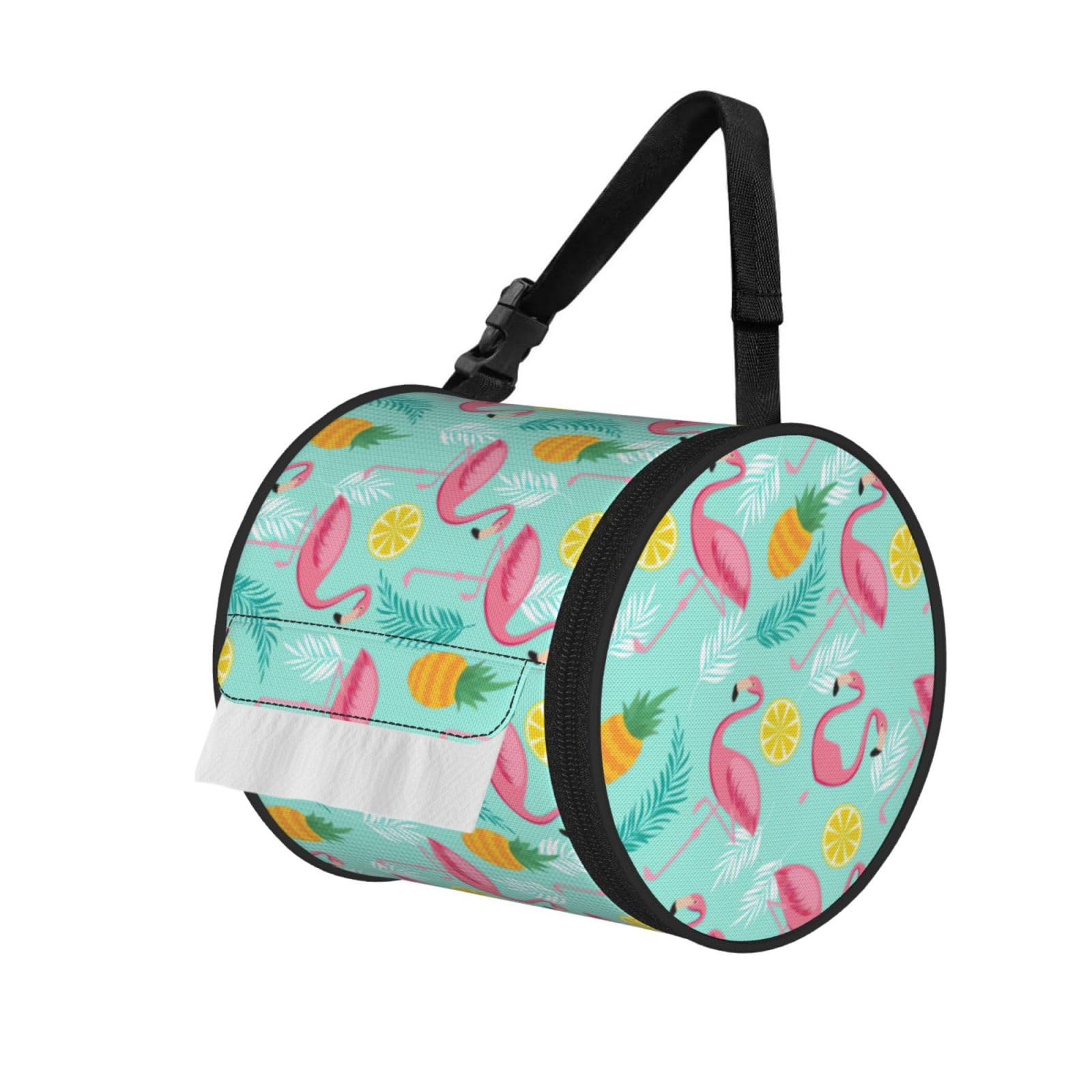 Flamingo 1 Print Fashion Tissues Organizer Box, Hanging Tissue Holder For Purse Coins For Car Office Daily Outing