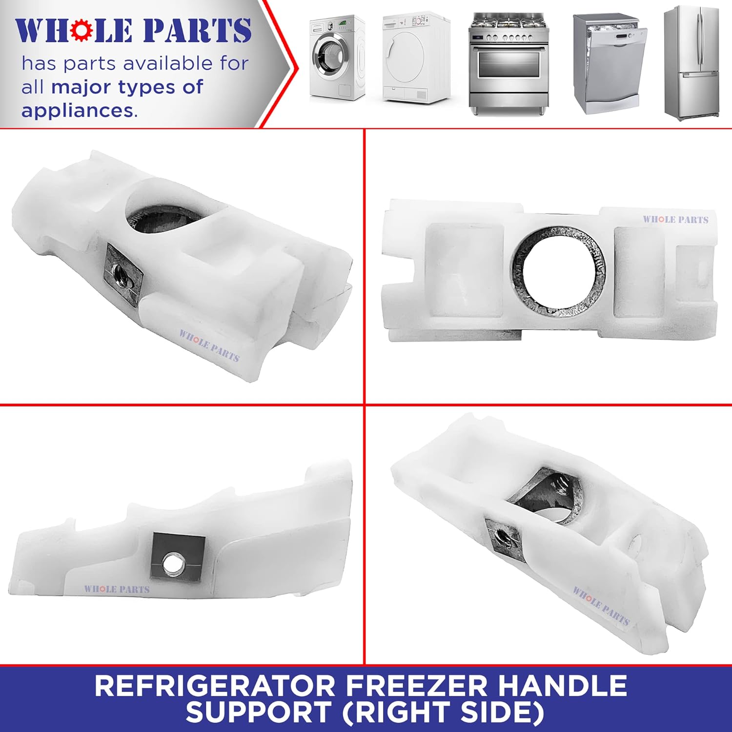 Upgraded Whole Parts Refrigerator Freezer Handle Support (Right Side) Part # DA61-08247A - Replacement & Compatible with Some Samsung Refrigerators