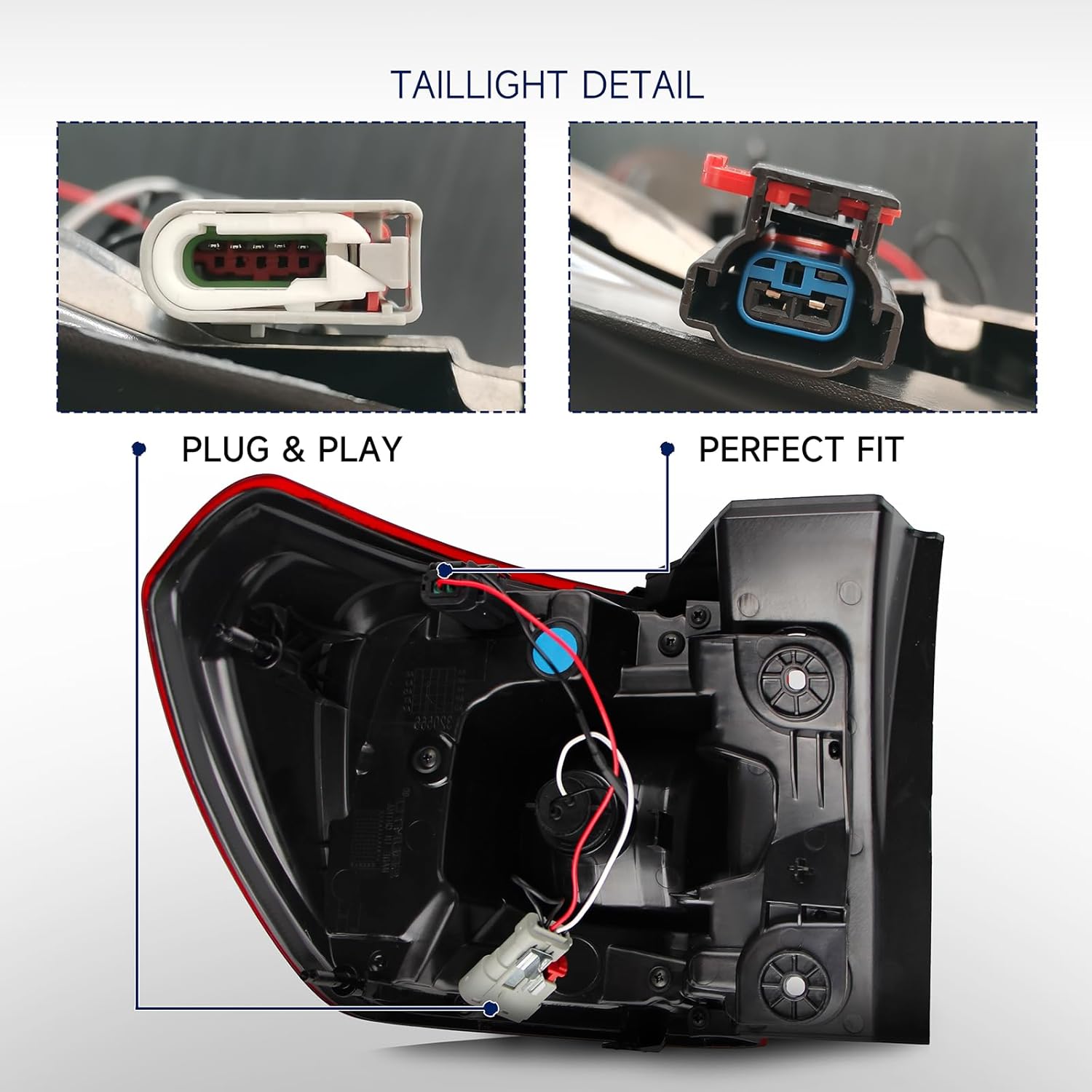 Tail Light Assembly Compatible with 2017 2018 2019 GMC Acadia Denali SL SLE SLT W/O All Terrain Pkg, Chrome Housing LED Taillights Right Passenger Side Replace OEM GM2805126 84709442
