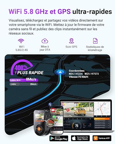 Vantrue S1 Pro Max 4K+4K(2160P+2160P) Dash Cam Front and Rear, Dual Dash Camera with Starvis2 HDR PlatePix Night Vision, 5GHz WiFi, GPS, 24 Hours Parking Mode, Voice Control, Dashcam Support 1TB - 7