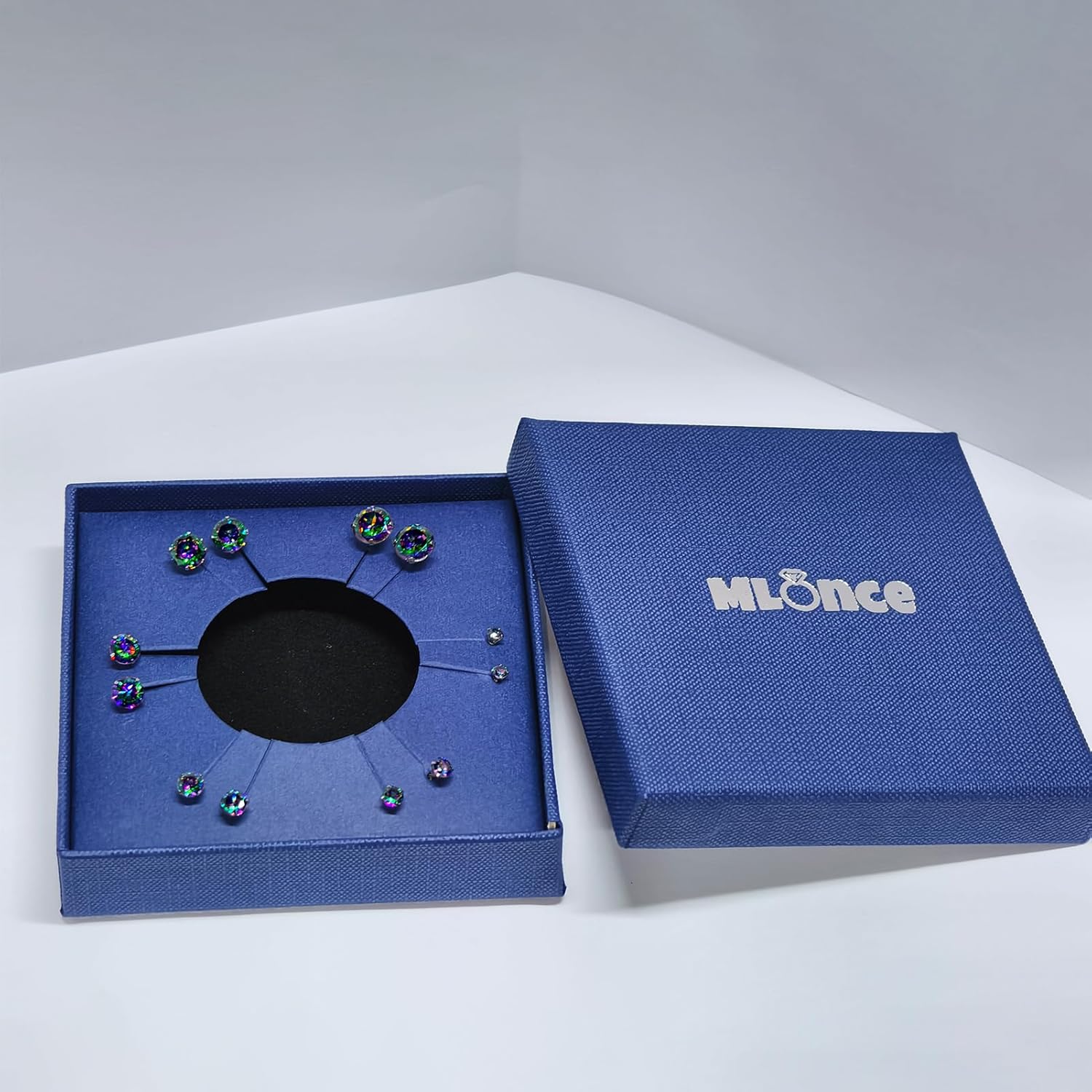 Stainless Steel Stud Earrings Round Fancy Colored Cubic Zirconia Ear Studs for Women and Men Sensitive Ears Nickel Free CZ Stud Earrings Set Hypoallergenic Cubic Zirconia Earrings, 6 Pairs - Image 7