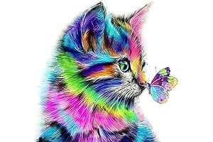 DIY Colorful Cats and Butterflies Paint by Numbers Art Kit