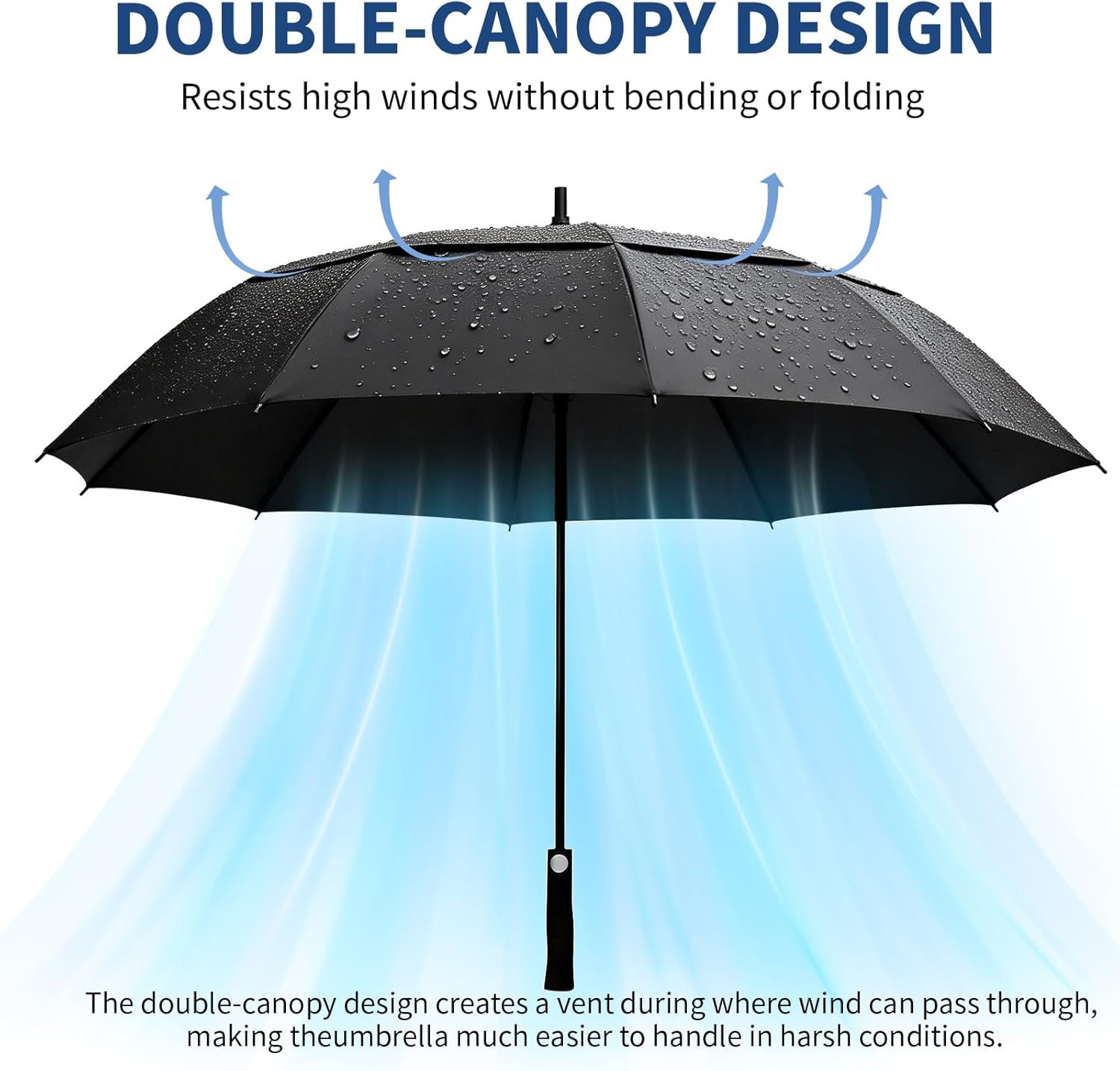 12 Pack Golf Umbrellas Bulk, 62 Inch Large Windproof Automatic Open Umbrella, Double Canopy Vented Oversized Black Rain Umbrellas for Wedding Guests, Corporate Events, Teams & Hotel Valet