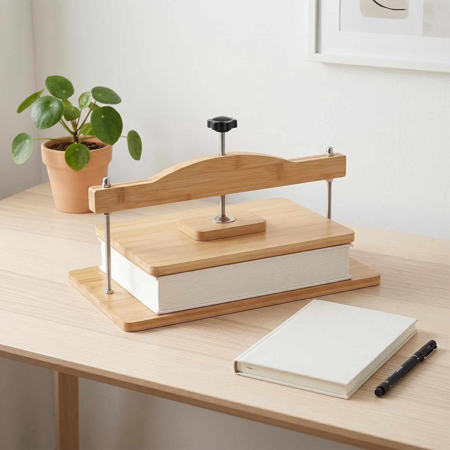Dmnnlp Book Press - 14.2 x 8in, Bamboo Bookbinding Tools Even Pressure for Book Repair, DIY Handmade Books, Craft Enthusiasts