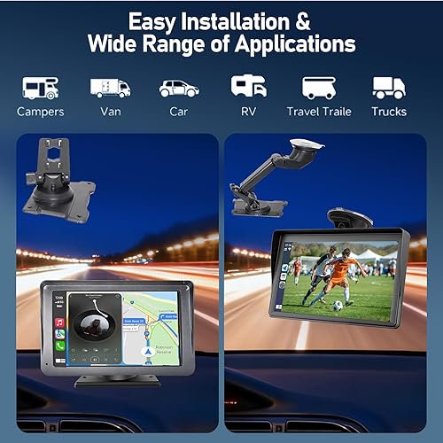 Miniatura 7 de Radio inalámbrica portátil con Apple CarPlay y pantalla Android Auto para automóvil, radio de pantalla táctil antirreflejo de 7 pulgadas con manos