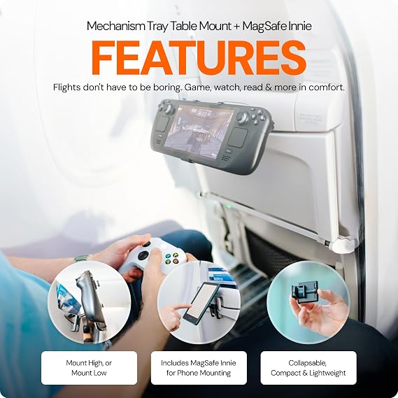Mechanism Tray Table Mount & Magsafe Innie Airline Bundle | Airline Accessories