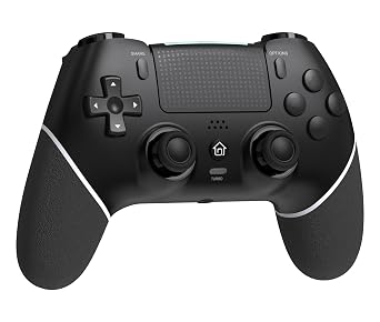 Wireless Controller with Hall Joystick for PS4,Pro,Slim - Wireless Controller with Built-in Speakers/Precise Joysticks/Turbo/Advanced Buttons Programming, 1000mAh Rechargeable Battery Black White