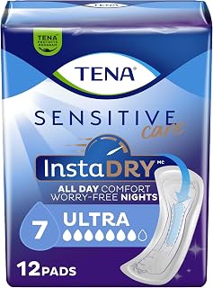 Tena Sensitive Care Ultra InstaDry Pads for Women, Postpartum and Bladder Leaks, Ultra Absorbency, 12 Count, Pack of 1