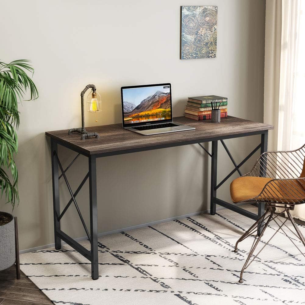 Tribesigns Writing Computer Desk, Modern Simple Computer Table Study Desk, Industrial Vintage Laptop Table for Home Office, Walnut