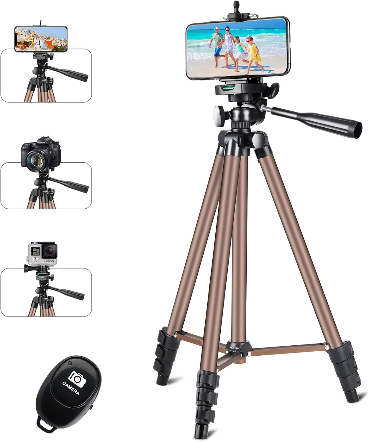 EOCEAN Phone Tripod, 50" Phone Tripod for Cellphone, Gopro and Camera with Wireless Remote and Universal Clip, Compatible with iPhone 12/11/Xs/Xr/Xs MaX/X/8/Galaxy Note 9/S9