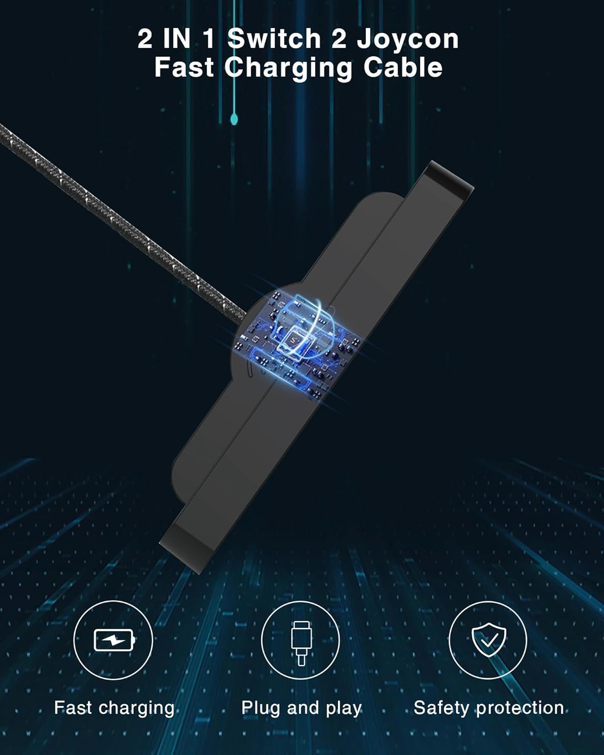 Magnetic Charging Cable for Nintendo Switch 2, Fast USB Charger Cord Accesories Nylon Braided High-Speed Replacement Accessory - Image 2