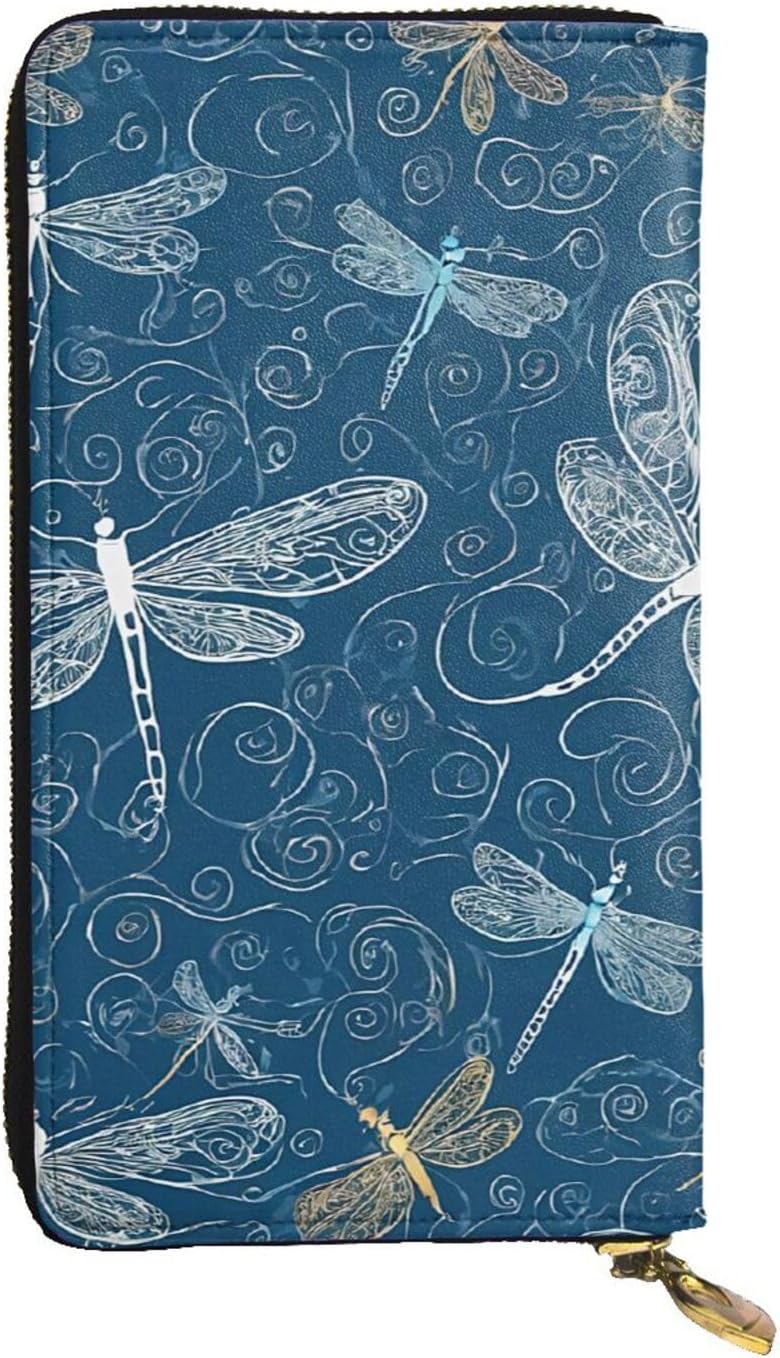 Blue Dragonflyfull Width Double-Sided Printed Long Wallet Is A Must-Have For Travel, Portable And Easy To Store In One