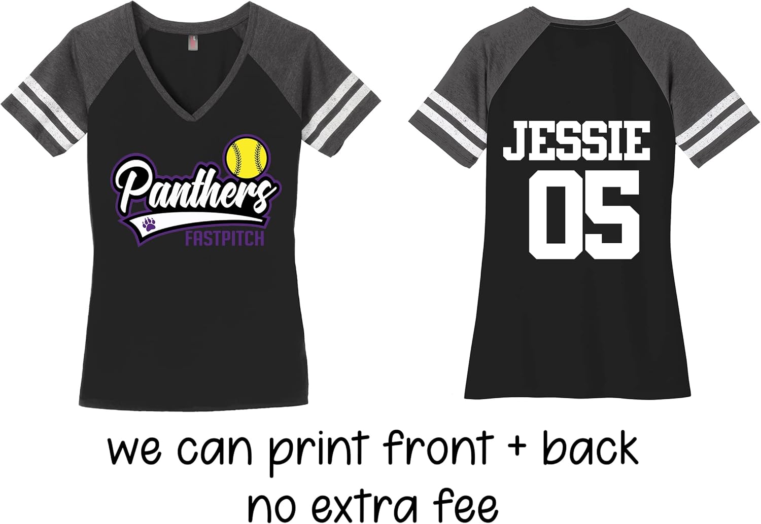 INK STITCH Women Dm476 Custom Design Printing Front and Back Game V-Neck Tees