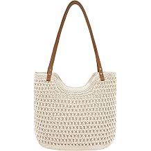 Straw Tote Bag for Women Woven Beach Bags Summer Soft Boho Vacation Shoulder Bag with Zipper