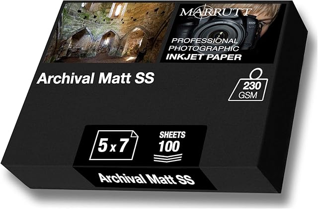 Marrutt 230gsm Archival Matt Single Sided Inkjet Photo Paper: 5 x 7 - 100 Sheets