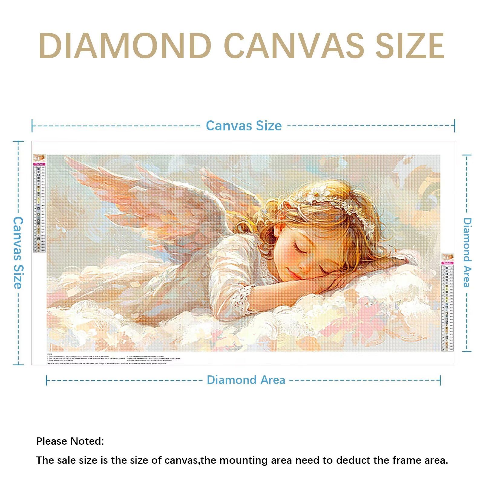 Diamond Painting Erwachsene Groß XXL 120x60cm, Engel Diamant Painting Bilder, 5D Mädchen Diamond Art Eckige Steine, DIY Crystal Stickerei Kreuzstich Bastelset für Deko Wohnzimmer Geschenke 0J-957