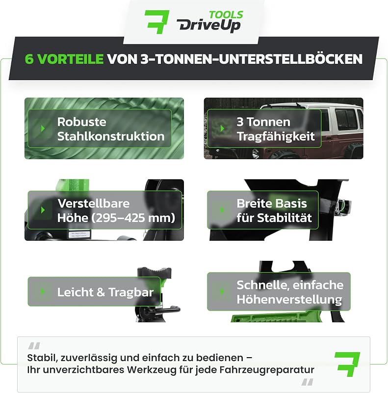 DriveUpTools 3 Tonna Autó Emelőállvány Pár - 280-420mm Emelési Magasság