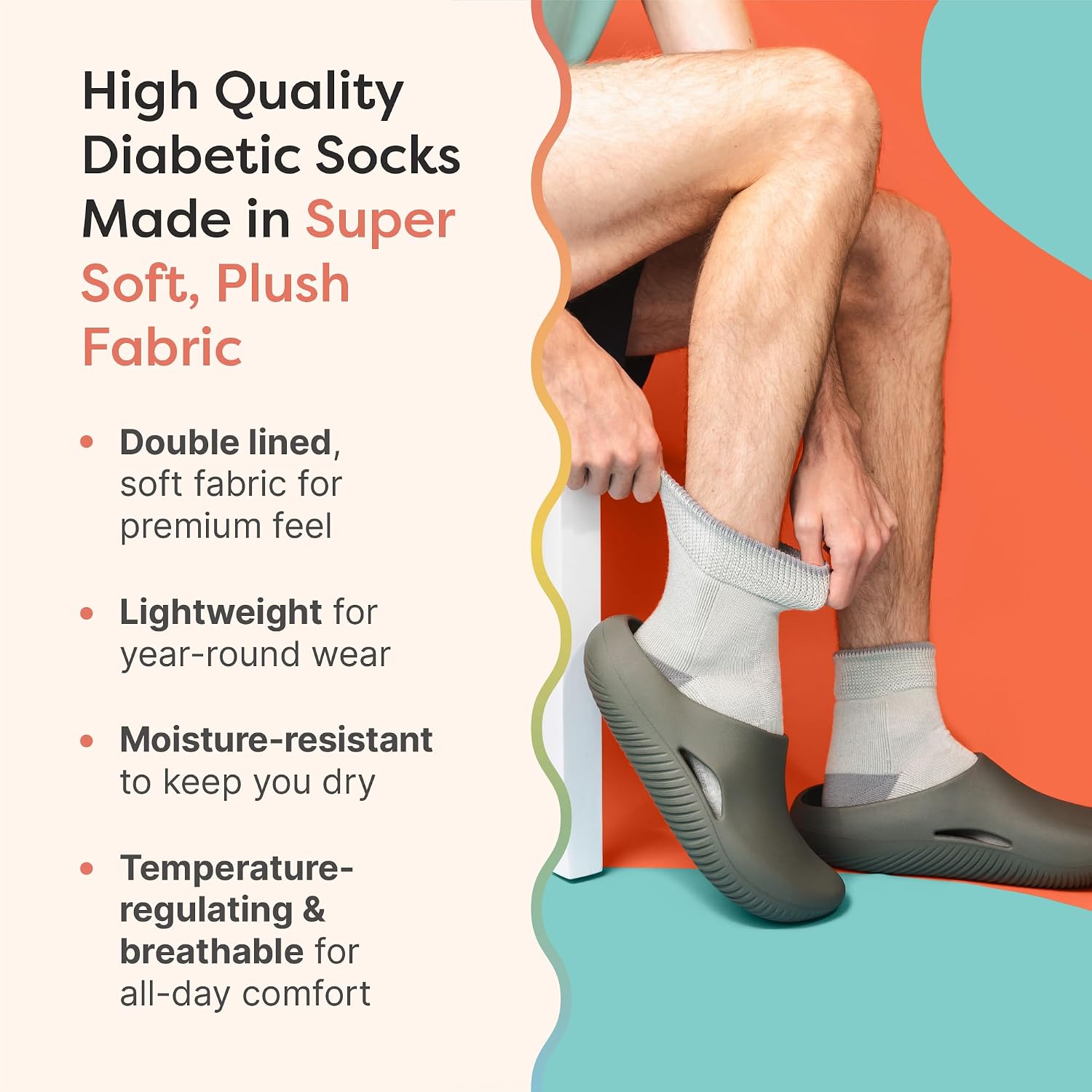 ZenToes Diabetic Socks for Women & Men | 2 Breathable Pairs with Arch Support | Non-Binding Cuff to Promote Circulation | Seamless Toe & Moisture Control Design | Large, White & Gray