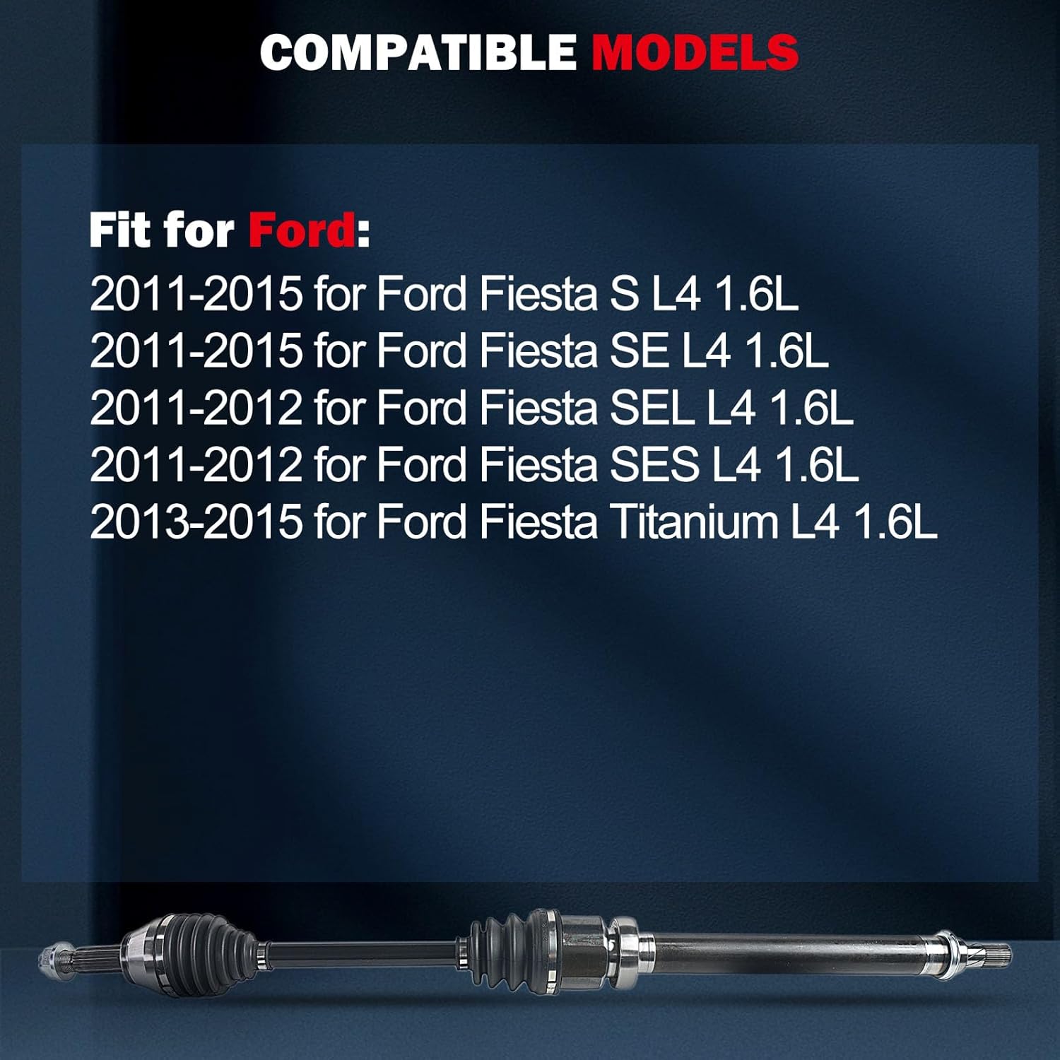 CCIYU 66-2274 Front CV Axle Shaft Assembly 2011-2015 for Ford Fiesta L4 1.6L,Automatic Dual Clutch Trans,Front Right Passenger Side