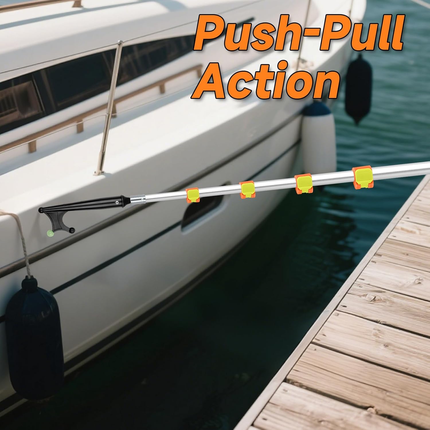 SANLIKE Boat Hook with Telescoping Extension Pole,Durable Floating Lightweight and Sturdy Aluminum Boat Pole with Luminous Bead,Boating Accessories Non-Slip Push Pole for Docking