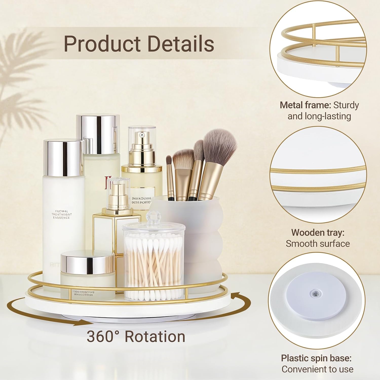 Mkono Makeup Perfume Organizer Tray, 360 Degree Rotating Lazy Susan Skincare Lotion Organizer Spinning Cosmetics Storage Display for Desk Countertop Bathroom Dresser Vanity Bedroom