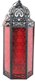 Vela Lanterns Portavelas decorativo marroquí extragrande, color rojo