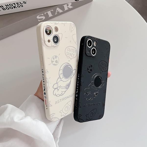 Yonds Queen for iPhone 15 Plus Cute Case, Cool Cartoon Astronaut Rocket Moon Space Design Stylish Soft TPU Bumper Shockproof Anti-Slip Protector Fashion Case (Fly Black, iPhone 15 Plus) - 4