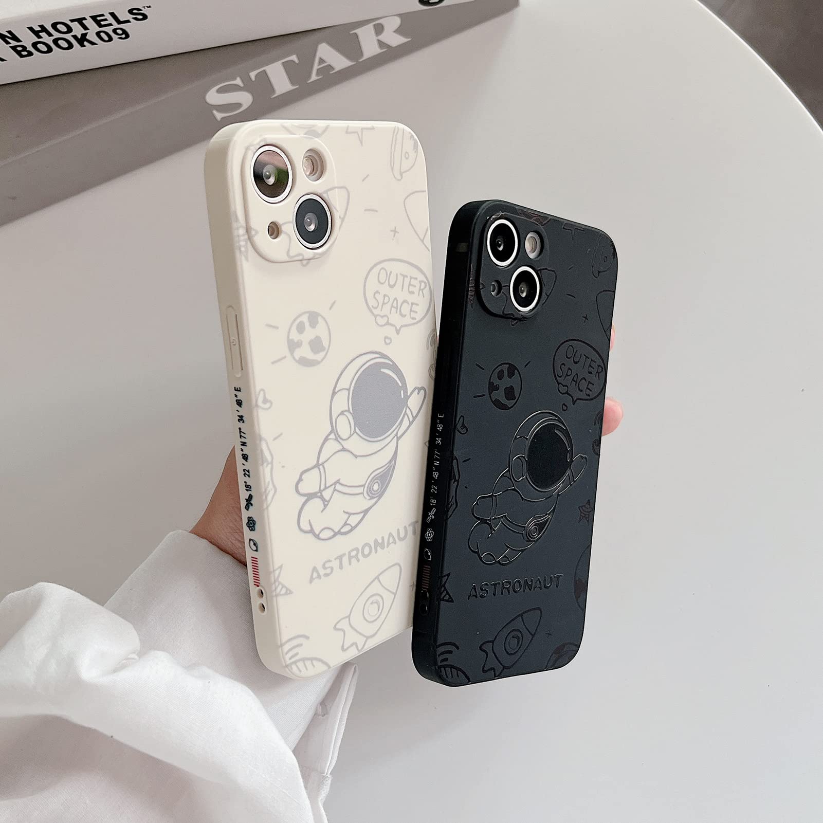 Yonds Queen for iPhone 15 Plus Cute Case, Cool Cartoon Astronaut Rocket Moon Space Design Stylish Soft TPU Bumper Shockproof Anti-Slip Protector Fashion Case (Fly Black, iPhone 15 Plus) - 5