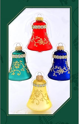 Adornos de cristal para árbol de Navidad  2.638 in2.625 pulgadas 4 piezas esferas decoradas de Christmas By Krebs sin costuras para colgar en