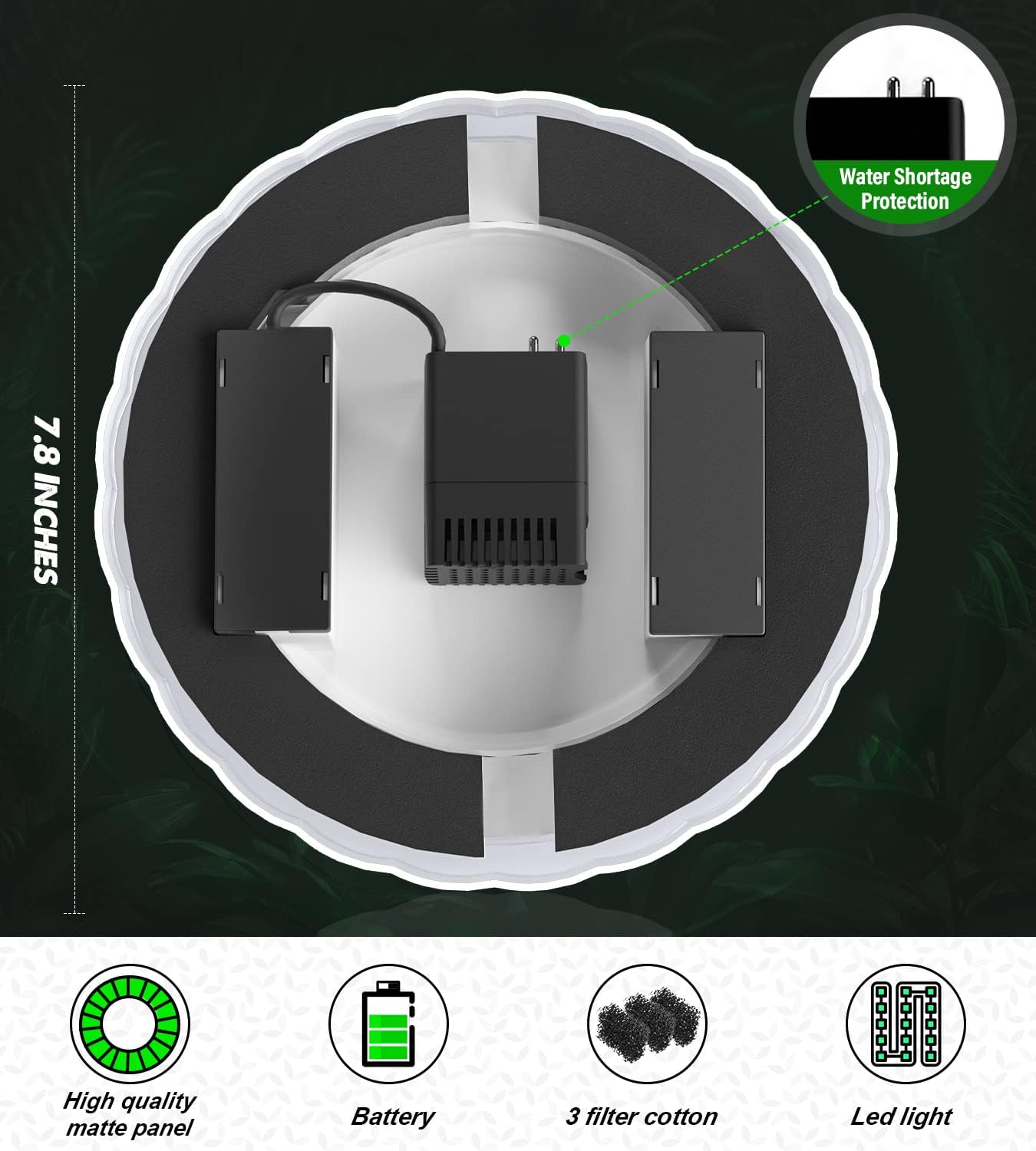 Yzert Solar Fountain Matte Panel with 4000 mAH Battery, 4W Bird Bath Fountains Solar Power with 8 Nozzles, Floating Solar Fountain Pump for Bird Bath, Garden, Pond, Outdoor (Color Change) Color Changing