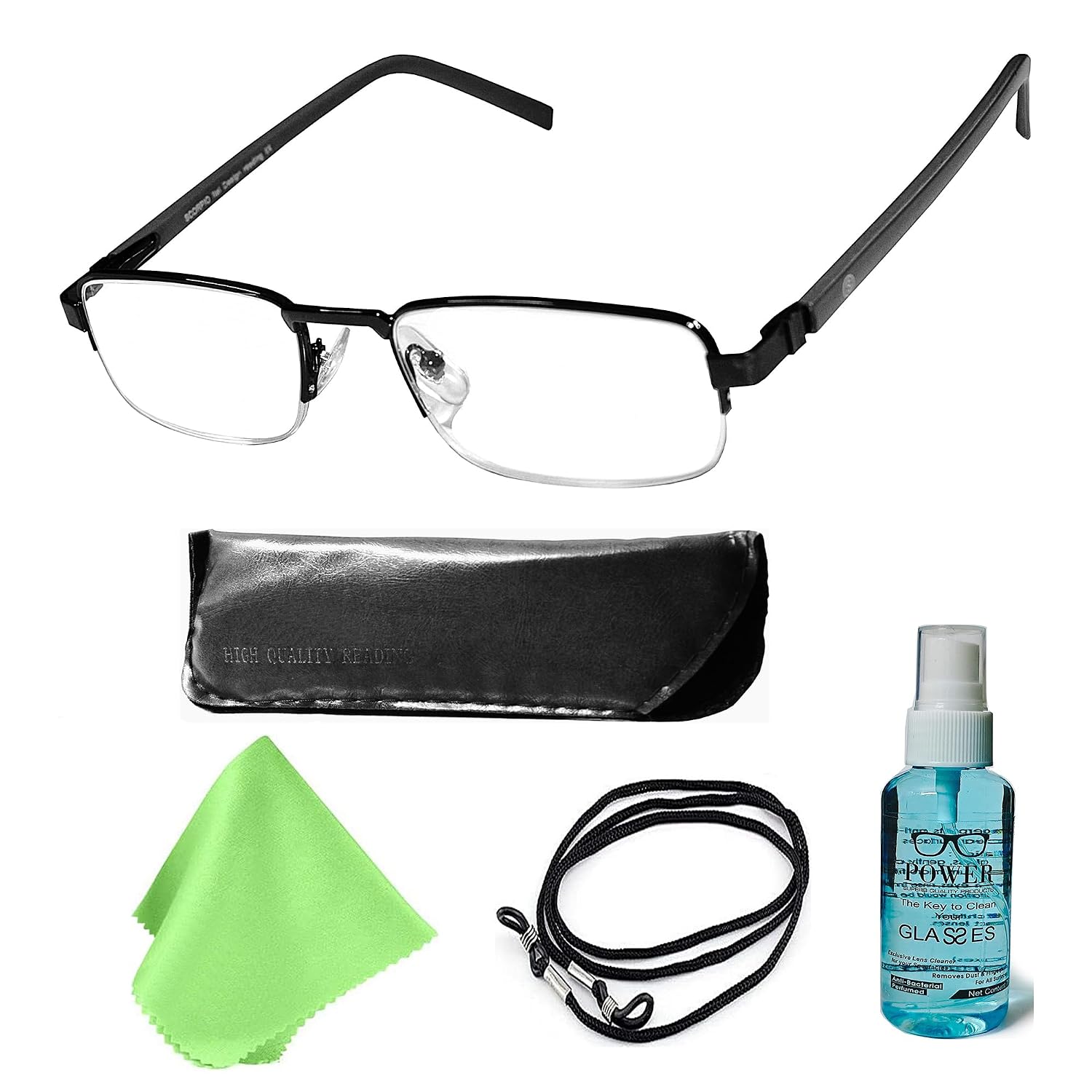SEE WORLD - Half Rim Metal Frame Reading Eyeglasses Computer Specs with Spring Hinges for Men Women with Soft Cover, Lens ...